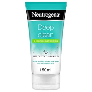 Neutrogena Deep Clean 2-1 reiniging en masker, kleimasker, verfrissende gezichtsreiniging en gezichtsmasker met…