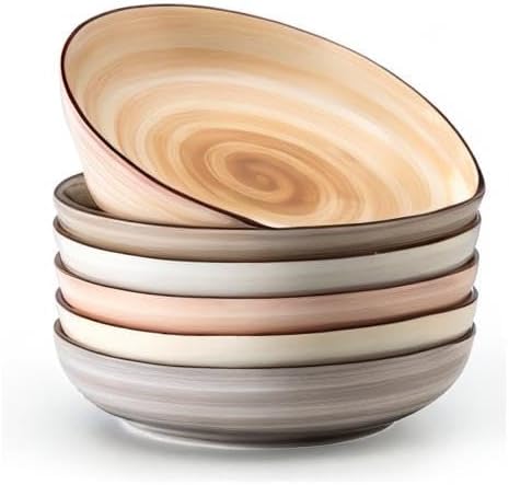 Sweese 6-Pack Ceramic Pasta Bowls, Neutral Extra Large 30 Fl Oz Durable Professional Grade - Image 8