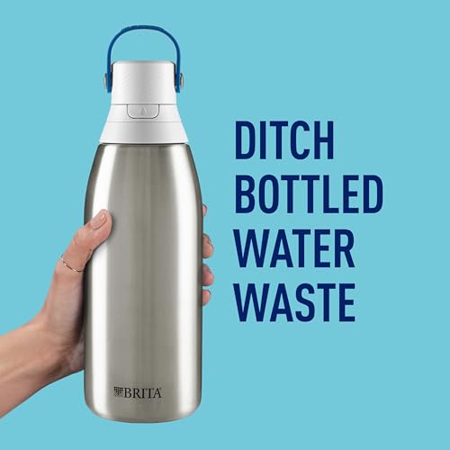 Image of Brita Stainless Steel Premium Filtering Water Bottle, BPA-Free, Reusable, Insulated, Replaces 300 Plastic Water Bottles, Filter Lasts 2 Months or 40 Gallons, Includes 1 Filter, Stainless - 32 oz