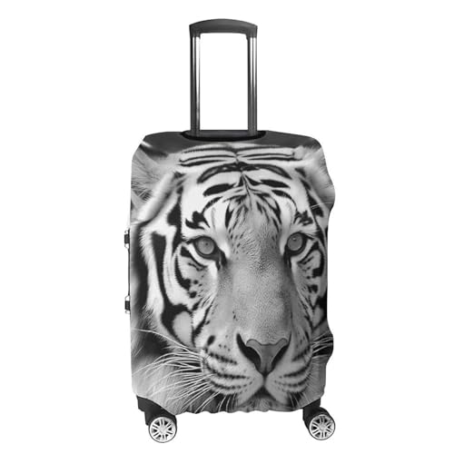 Black White Tiger Luggage Cover, Washable Elastic Suitcase Cover Protector Fit 18-32 Inch Luggage4