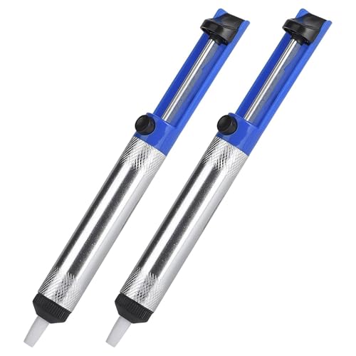Jetstream 2 Pièces Pompe à Dessouder, Desoldering Pump Professionnelle avec Boîtier en Métal Bleu avec Embout Antistatique, pour Aspirer l'étain à Souder Liquide, Accessoires pour Soudeurs