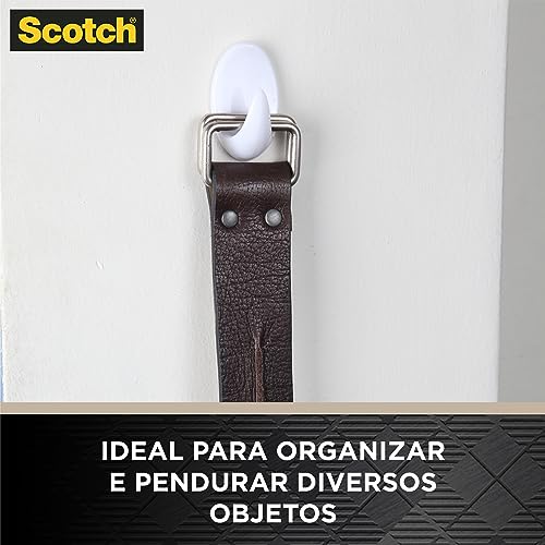 Scotch, 3M, Gancho Adesivo, Fixação Permanente, Sem Furos, Branco, 3 unidades