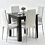 Black Table+4 White Argyle Velvet Chair