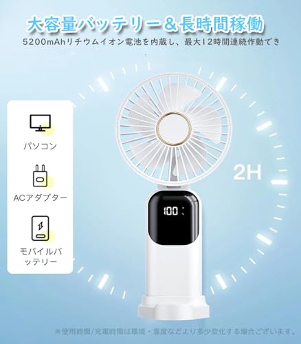 ハンディファン 携帯扇風機 手持ち扇風機 大風量 小型 5000mAh 首かけ 静音 残量表示 小型 5段階風量調節 24時間連続稼働 usb充電式 DCモーター スタンド ストラップ付き 母の日 誕生日 ギフト プレゼント 熱中症対策 通勤 通学 旅行 自宅 お祭り 花火大会 オフィス(ピンク)