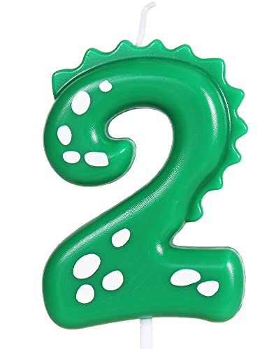 Birthday Candles, 2.8inch Dinosaur Number Candles, Number 2 Candle, Dino Candles, Happy Birthday Candle, Cake Candles Cake Topper, Boys Girls Dinasour Forest Theme 2nd Birthday Party Decorations