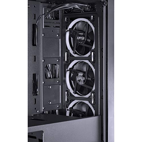 GABINETE MID-TOWER JUPITER PRETO COM 3 FANS LED RGB FRONTAL E LATERAL EM VIDRO TEMPERADO - JUPPT7C3F