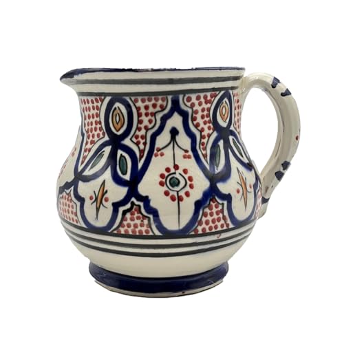 Brocca Caraffa Artigianale Marocchina in Terracotta Ceramica Etnica Marocco Lt. 1 Dipinta Mano 2111241909b Tunisia Turchia Etnico del Mondo