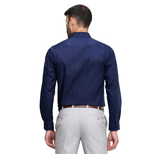 Image of Raymond Men's Slim Fit Solid Pattern Pure Cotton Full Sleeve Semi Cut Away Collar Formal Shirt