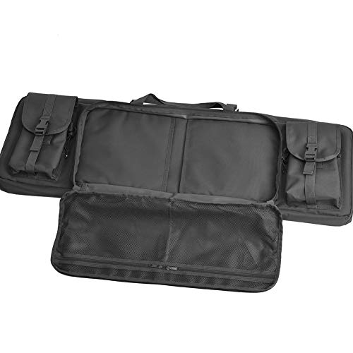 Double Long Rifle Gun Case Bag Tactical Rifle Backpack Pistol Soft Firearm Transportation Carbine Case - Lockable Compartment 46\" Black