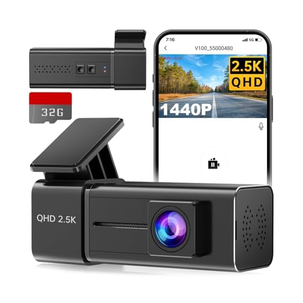 Dash Cam WiFi 2.5K Dashcam, E-YEEGER Front Dash Camera for Cars, Mini Dashcams with App, Night Vision, G-Sensor, Loop Recording, 24H Parking Mode, with 32G SD Card, Support 256GB Max
