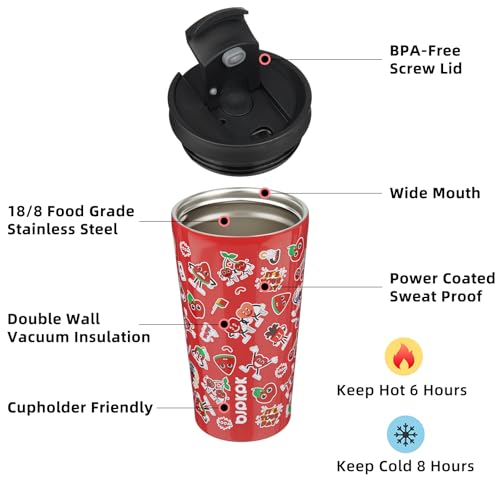 Image of BJPKPK 18 oz Coffee Tumbler with Straw, Insulated Stainless Steel Cup