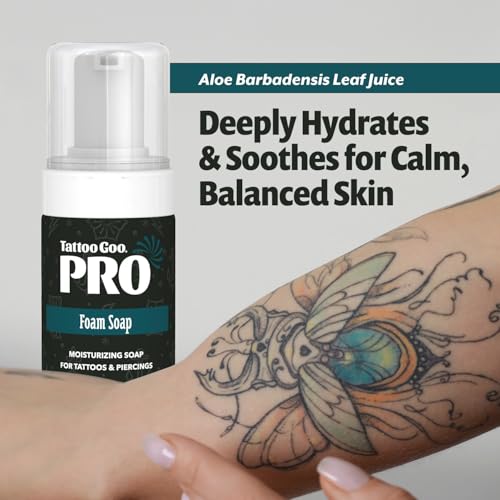 Tattoo Goo Pro Foam Soap for Tattoos and Piercings, No Fragrance, 4 oz, Studio-Grade Foam Cleanser for Artists, Aftercare & Healing, Gentle Ink & Piercing Care with Aloe, Oat Extract, Hyaluronic Acid