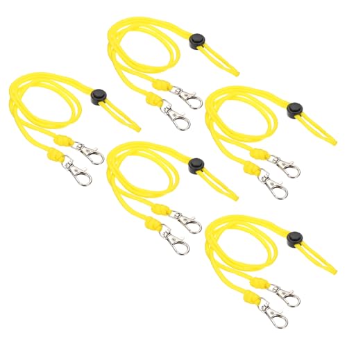 PATIKIL 44cm Neck Lanyard with Clasp, 5 Pcs Adjustable Long Keychain Strap Badge Lanyard for ID Badges Holder Keys USB Keychain USB Office, Yellow