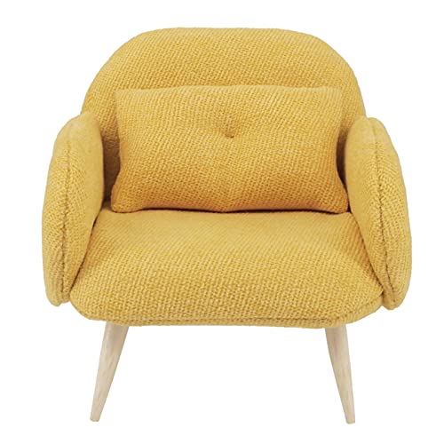 Goodliest Mini Sofa For Doll Bedroom, Miniature Dollhouse Chairs Doll House Couch, 1/12 Scale Miniature Dollhouse Furniture Accessories For Micro Decor Yellow #TOP2