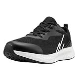 NY Threads Men's Running Shoes Comfortable and Lightweight Casual Sneakers, Black/White, 9.5 Medium US