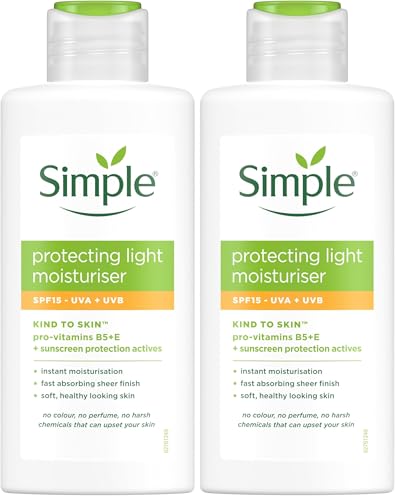 Image of Simple Kind to Skin Protecting Light Moisturiser SPF 15 with pro-vitamin B5, vitamin E and glycerin lotion for sensitive skin 125 ml (Pack of 2)