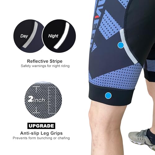 sponeed Shorts de ciclismo masculinos acolchoados, calças de ciclismo para ciclismo, Atualização - C