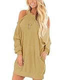 Característica: vestido de mujer sexy con hombros descubiertos, mangas largas, diseño casual, camisa de manga corta para mujer, estilo casual en otoño y primavera.