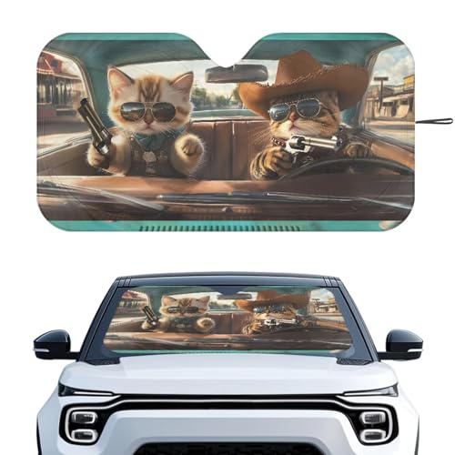 Qpednta Fashion Cat Car Windshield Sun Shade Foldable Automotive Interior Accessories for Protection Auto Sun Heat and UV Rays Blocker Fit Car Front Window for Trucks SUV Van