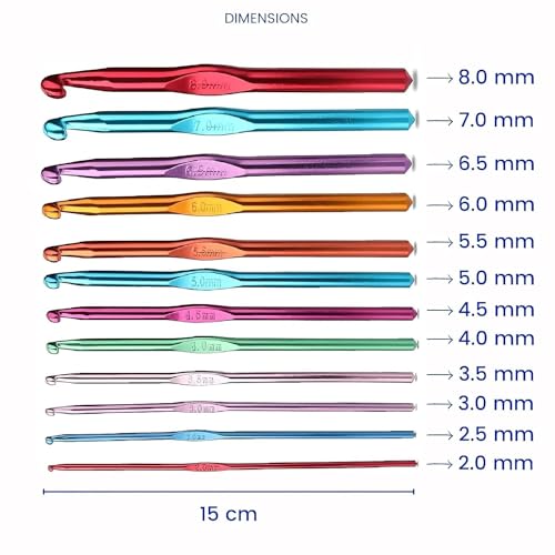 Image of All-in-One Crochet and Knitting Set with Multiple Needle Sizes, Hooks, Accessories, and Case - Ideal for Beginners and Advanced Crafters - Ergonomic Design & Easy to Use,multicolor (Aluminium Crochet Hooks)