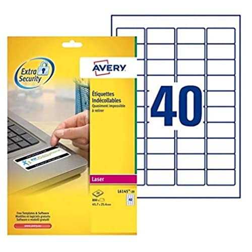 Étiquettes polyester ultra-résistantes Avery 45,7x25,4 contre l'usure et le vol