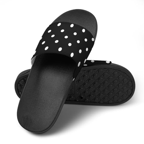 Polka Dot Black White Simple Pattern PVC Home Slippers Non-Slip Shower Sandals Summer Indoor Outdoor Beach for Men And Women3