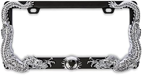Gazoz Performance 3D Chrome Dragon License Plate Frame - Fits USA Standard License Plates - Weatherproof & Corrosion Resistant