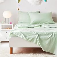 Wake In Cloud - Floral Bedding Set for Girls, Cute Colorful Botanical Flowers Deers Patterned Soft Lightweight Comforter Set with Sheets, 5 Pieces Kids Bed in a Bag, Green Cream, Twin Size — image 4