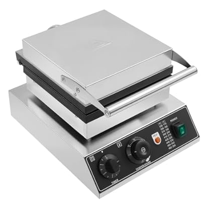 JDBDU Kommerzielles Waffeleisen, 2000w Waffelmaschine mit Temperatur und Zeitregelung, Antihaft-Beschichtung Edelstahl Waffel Maker für Restaurant Bäckerei Snackbar – Bild 4