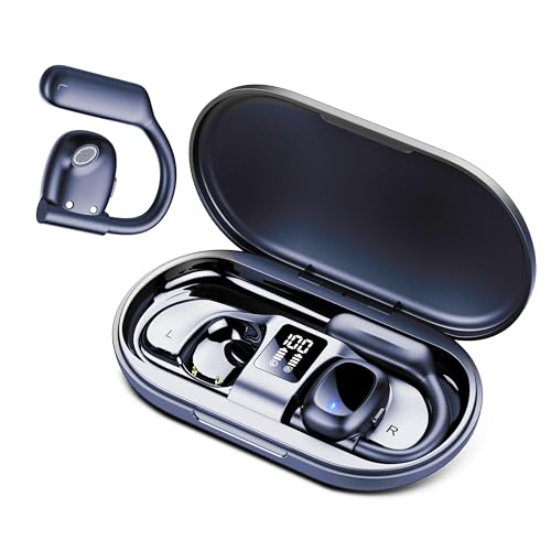 True Open Back Earphones, Long-Lasting Comfort, Wireless Earbuds with LED Display, 75 Hours Playtime, IPX5 Waterproof, Suitable for Sports/Driving