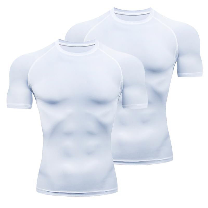 NuCamper Camiseta De Compresión para Hombre, Camisetas Cortas De Compresión para Hombre,Camisetas De Running de Capa Base de Secado Rápido para Gimnasia, Deportes, Fitness, Entrenamiento y Ciclismo
