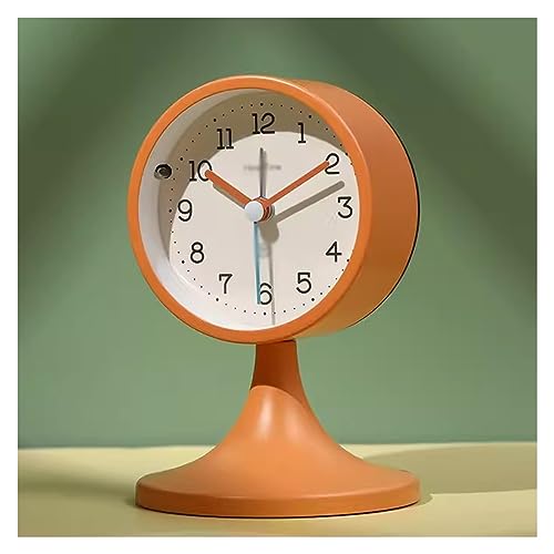 目覚まし時計 5インチ 目覚まし時計 静音 カチカチ音を立てない 小さな時計 アラビア数字付き デスクトップ目覚まし時計 ナイトライト付き 電池式 ベッドサイドクロック(カラー: C) (D)
