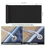 Wind and Privacy Screen Fabric for Balcony 100 x 200 cm, Balcony Cover Privacy Screen Easy to Assemble with Eyelets, Balcony Privacy Screen +, for Balcony Railings, Patio and Garden - Grey - Image 7