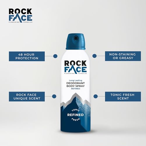 Rock Face Refined Body Spray Deodorant 200ml | Sandalwood & Cedar Scent | Fast Absorbing | Non Staining | Long Lasting - Image 4