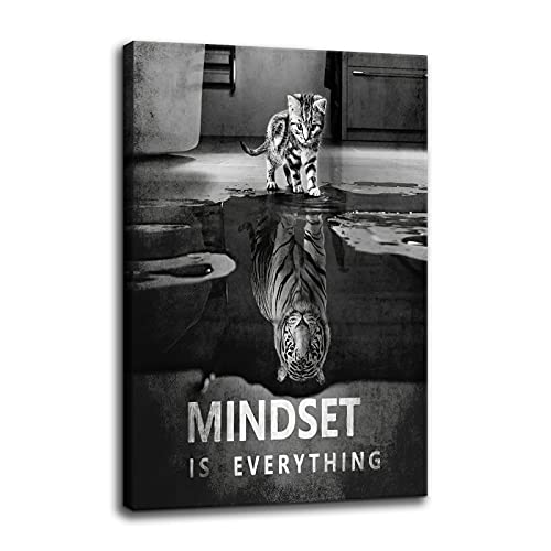 Qyhart Motivational Wall Art Cat Canvas Prints Tiger Pictures Cute Animal Posters Painting Modern Inspiring Artwork Wooden Home For Living Room Office Decorations Ready To Hang [24''W X 36''H] #TOP14