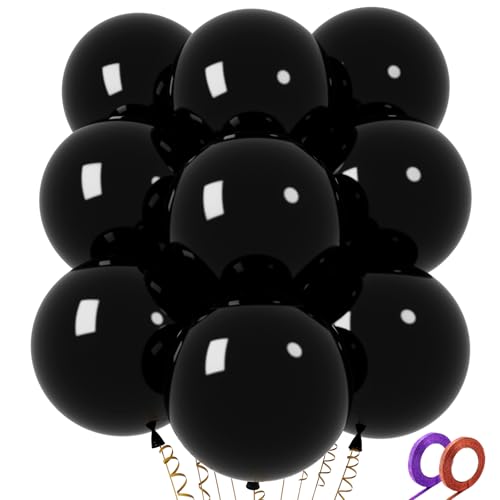 Image of 32Pcs Black Big Balloons 18 Inch, Round Large Latex Party Balloons for Birthday Wedding Decorations. (black)
