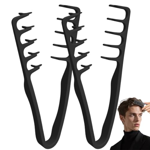 Pettine Uomo Volumizzante - Texture Comb a Denti Larghi, Pettine Pinza per Capelli Ricci e Mossi, Styling Professionale per Volume Radici