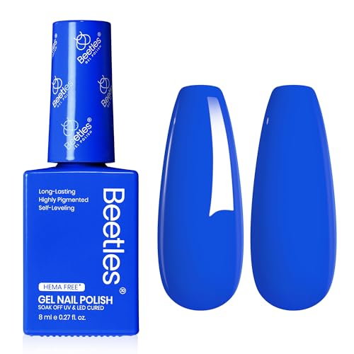 Image of Beetles Blue Gel Polish - Hema Free Abyss Halo Blue Gel Nail Polish, Soak off UV Led Lamp Summer Nails Art Colorful Bottle Manicure for Women