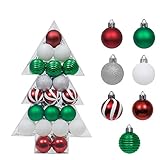 【Lieferumfang】Eine Schachtel enthält 48 Weihnachtskugeln mit einem Durchmesser von 4 cm, mit denen der gesamte Baum perfekt dekoriert werden kann, um den Dekorationsbedarf zu decken
