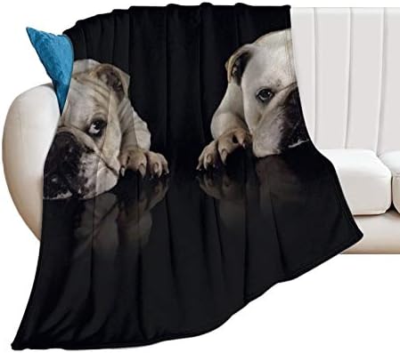 Fleece Flannel Throw Blanket Classic Air-Conditioned Quilts Reversible Fluffy Blanket Bull Dog Pattern Bed Throws for Couch Home Bedroom, 30 x 40 Inches