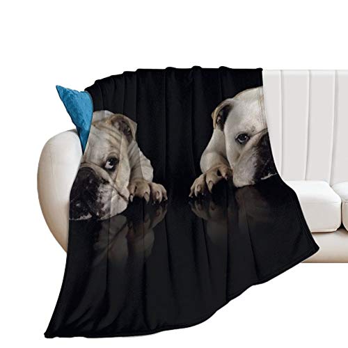 Fleece Flannel Throw Blanket Classic Air-Conditioned Quilts Reversible Fluffy Blanket Bull Dog Pattern Bed Throws For Couch Home Bedroom, 30 X 40 Inches #TOP2