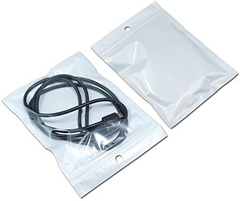 100 Pcs (Inner Size 3.9x4.7 inch) Front Clear Self Seal Reclosable Zipper Lock 2.36mil Plastic Packaging Bag Decorative Hanging for Zip Heat Seal Lock Pouch with Hang Hole