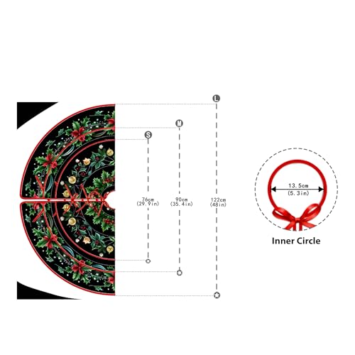 365CUSGIFTS 36 inches Red Christmas Tree Skirt Christmas Light Xmas Tree Skirt by Leo Walker with Santa Claus Red Black Buffalo Plaid Edge Rustic Vintage Christmas Decorations for Holiday Party