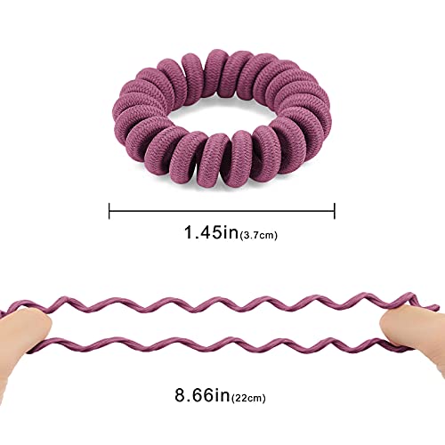 Spiral Hair Ties (Cloth Purple,12 Pcs), Coil Hair Ties For Thick Hair, Ponytail Holder Hair Ties For Women , No Crease Hair Ties, Phone Cord Hair Ties For All Hair Types With Plastic Spiral #TOP1