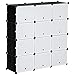 HOMCOM Armario Modular de Plástico Cajas de Zapatos con 12 Cubos Zapatero Organizador para Entrada Pasillo Dormitorio 125x32x125 cm Negro y Blanco