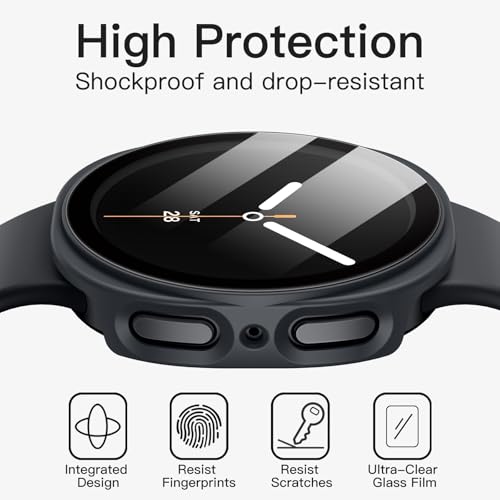Image of JETech Cover Case with Screen Protector for Samsung Galaxy Watch 8 44mm, Overall Protective Cover, Built-in Tempered Glass Film High Sensitivity, 2 Pack (Graphite)