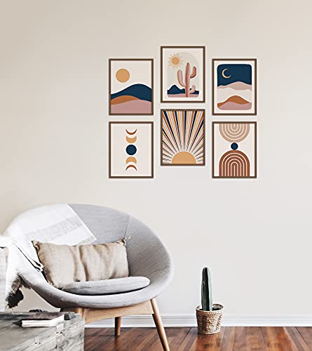 Boho Wall Art Prints Room Decor 8X10 Set Of 6 Boho Posters, Mid Century Modern Prints For Wall Art, Sun Moon Desert Bedroom Decor #TOP1