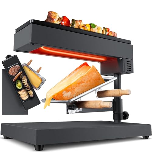 Raclette Grill Cheese Melting Swiss Style and Table Grill 600W – Indoor Party Cooking