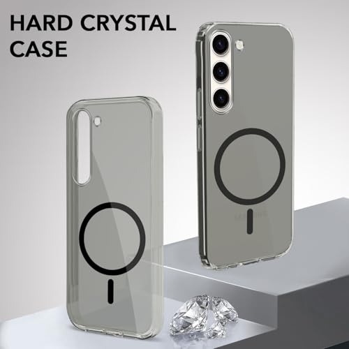 Image of Jkobi Lifetime Anti-Yellow MagSafe Compatible Clear Back Cover Case for Samsung Galaxy S23 5G (Sleek Hard Crystal | Shockproof and Camera Protection)
