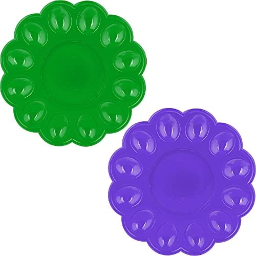 Platter Tray for Boiled Eggs - Pack of 2 - Decorative Plastic Deviled Plate - Easter Serving Egg Dish - Holiday Egg Server - 9.44"